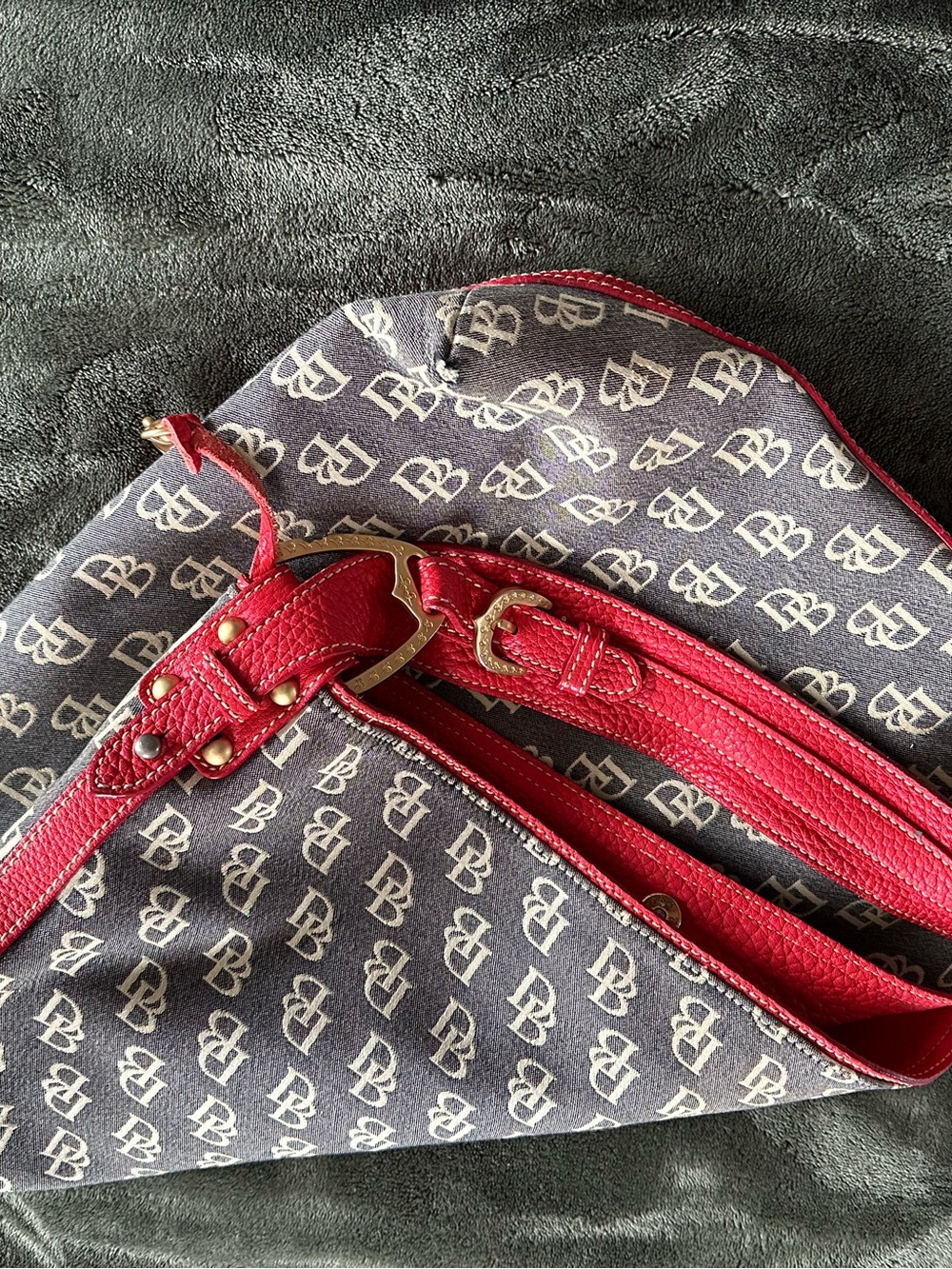 Dooney and Bourke Women's Tote Bag in Red and Gray.  Few ink spots.  See pics.